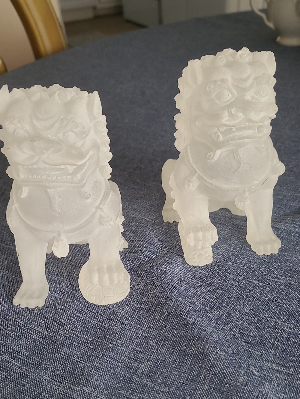 Pair of Lucite Acrylic Foo Dog Statues